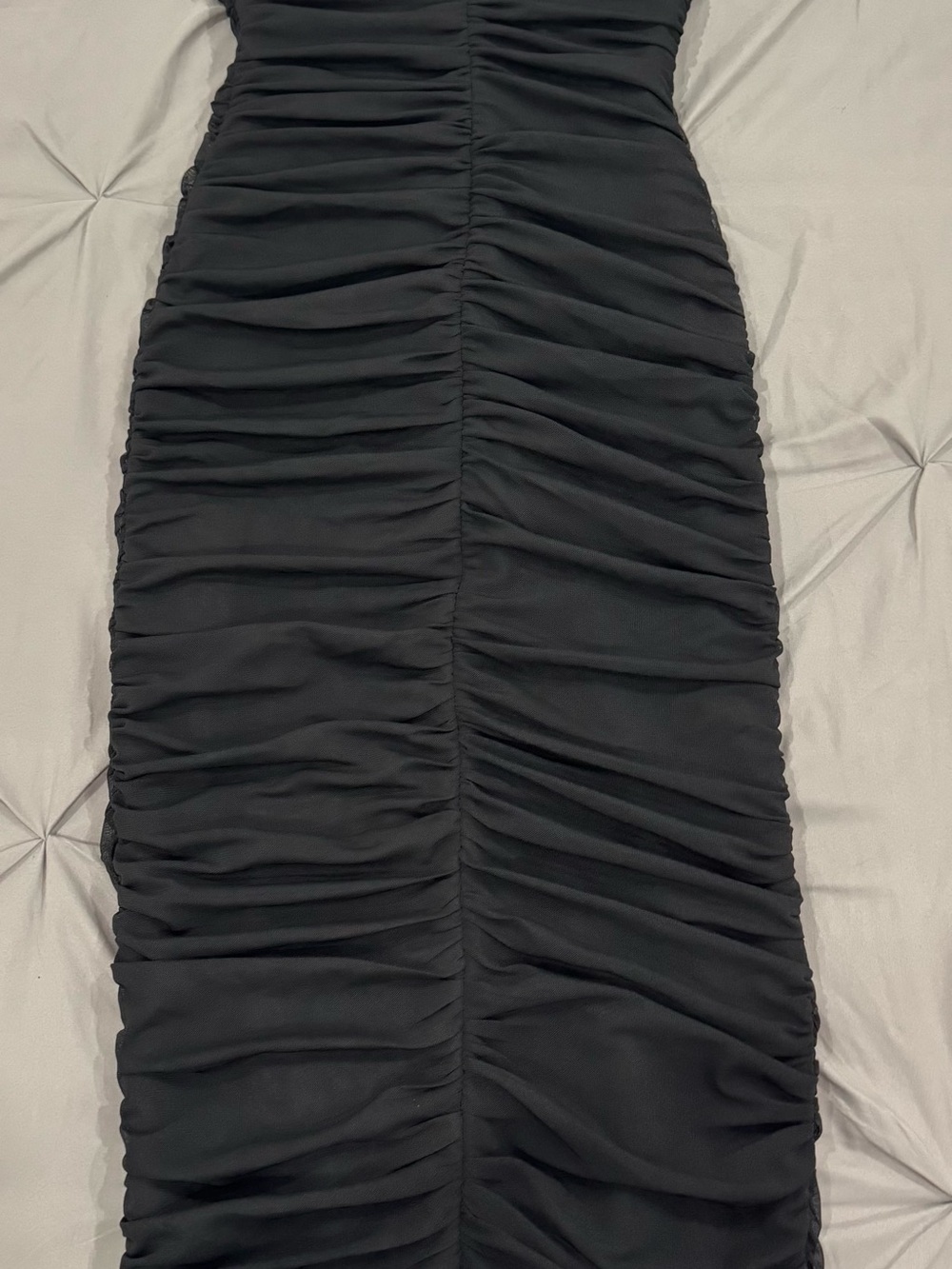 Zara Black Ruched Bodycon Midi Dress - Picture 4 of 6